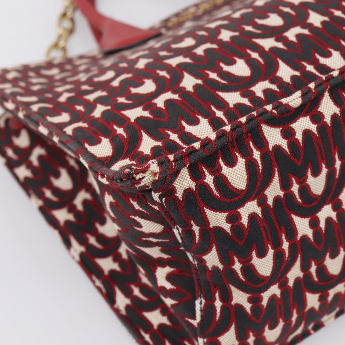 Miu Miu Chain Shoulder Bag Canvas 2way Red Gold Auth 198710A