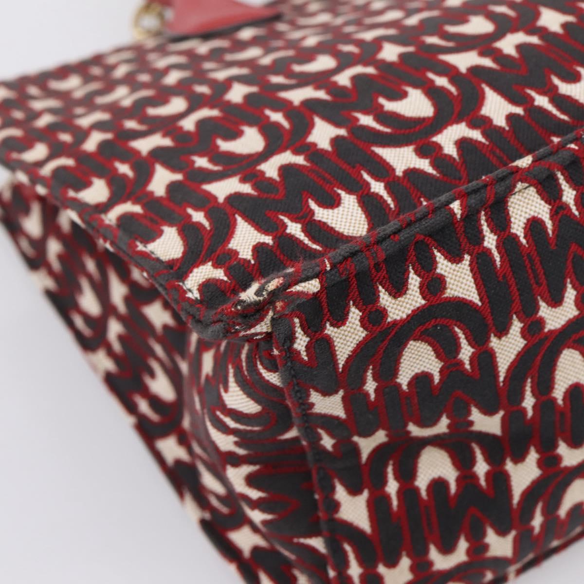 Miu Miu Chain Shoulder Bag Canvas 2way Red Gold Auth 198710A