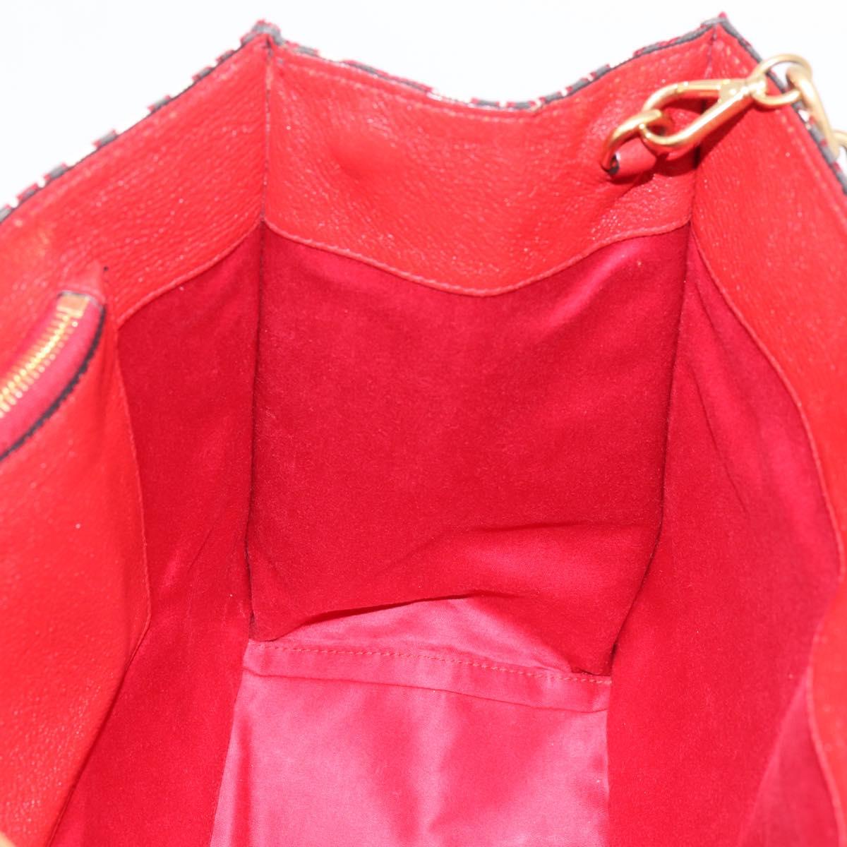 Miu Miu Chain Shoulder Bag Canvas 2way Red Gold Auth 198710A