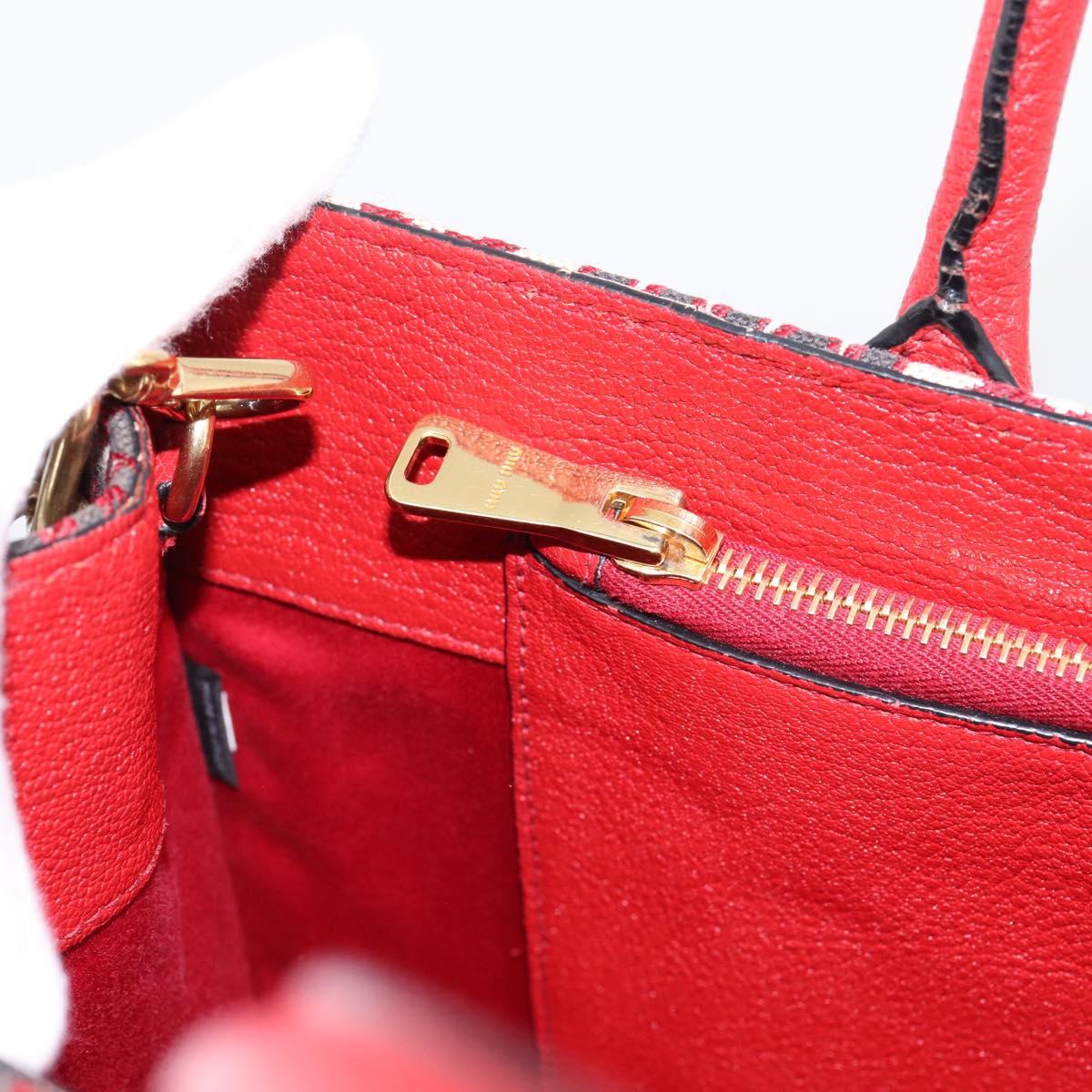 Miu Miu Chain Shoulder Bag Canvas 2way Red Gold Auth 198710A