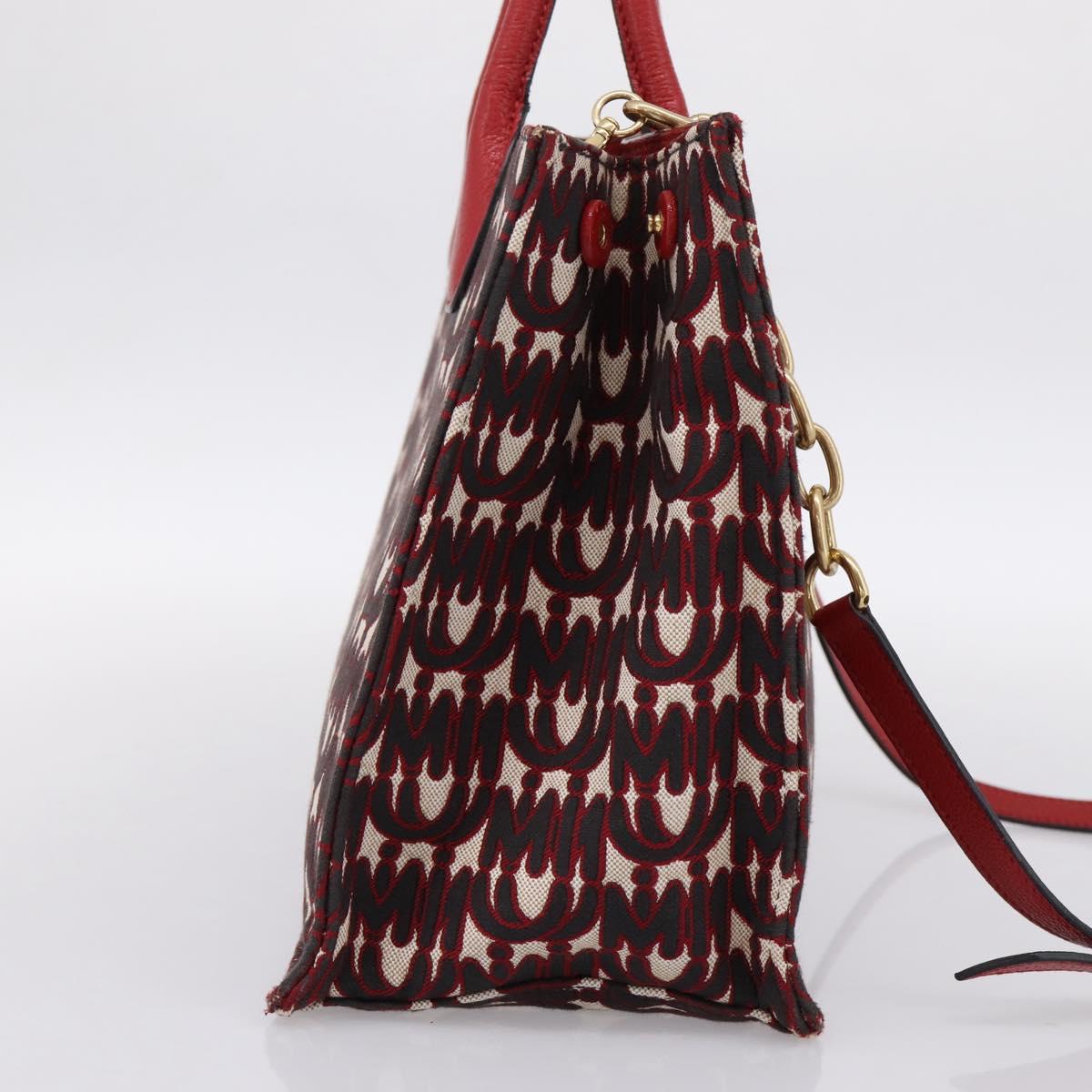 Miu Miu Chain Shoulder Bag Canvas 2way Red Gold Auth 198710A