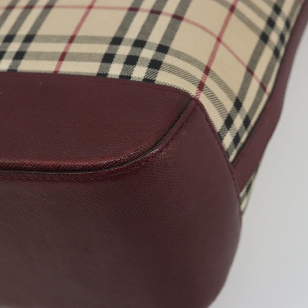 BURBERRY Nova Check Tote Bag Canvas Beige Gold Auth 198715