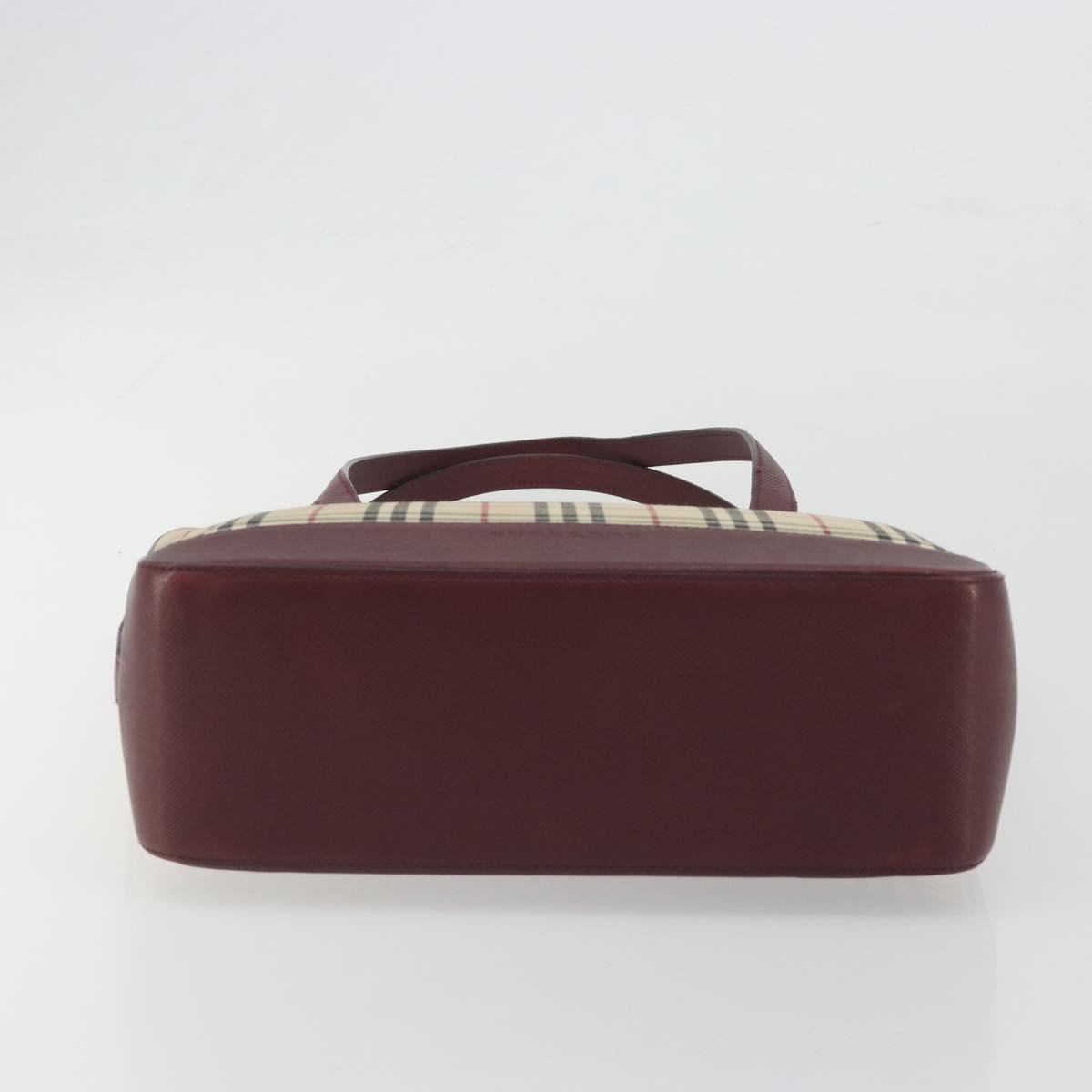 BURBERRY Nova Check Tote Bag Canvas Beige Gold Auth 198715