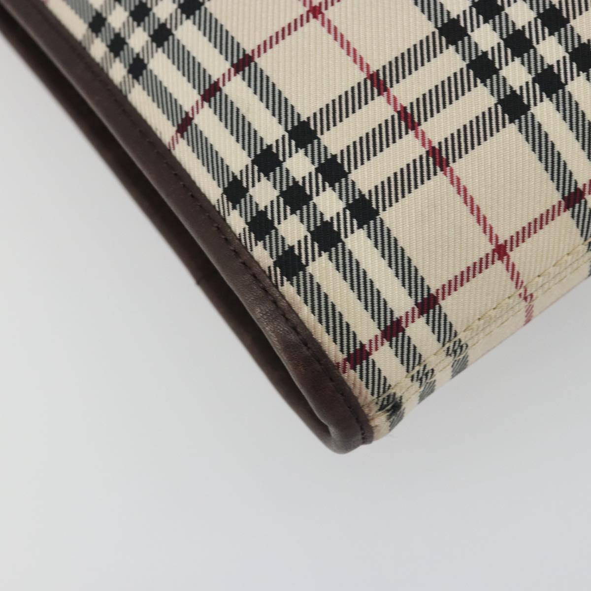BURBERRY Nova Check Shoulder Bag Canvas Beige Silver Auth 198716A
