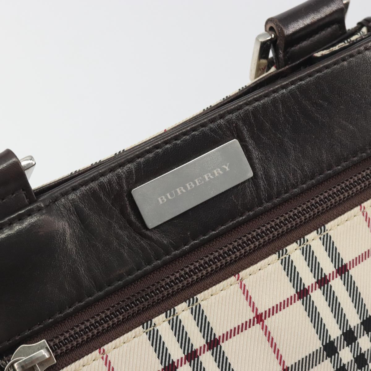 BURBERRY Nova Check Shoulder Bag Canvas Beige Silver Auth 198716A