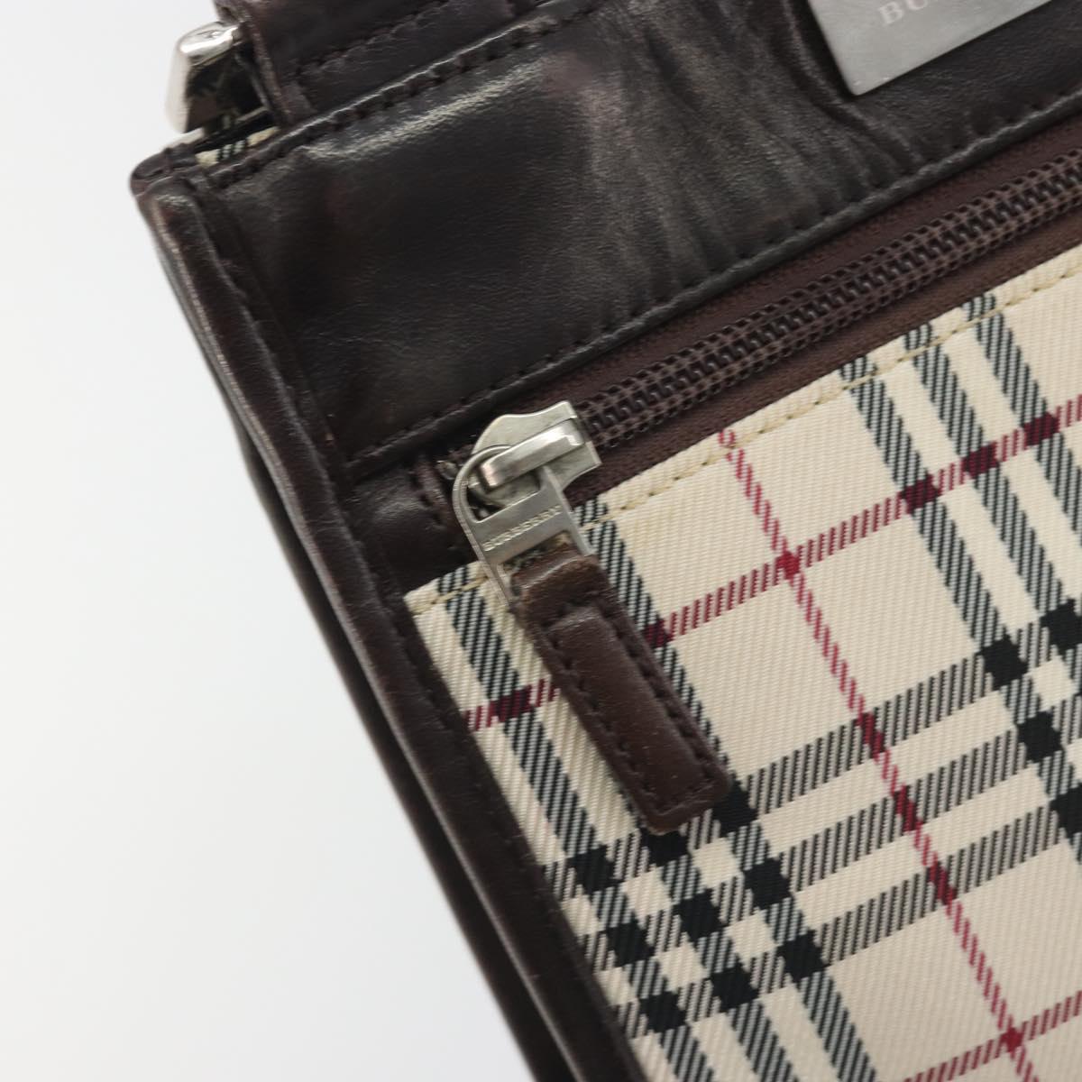 BURBERRY Nova Check Shoulder Bag Canvas Beige Silver Auth 198716A