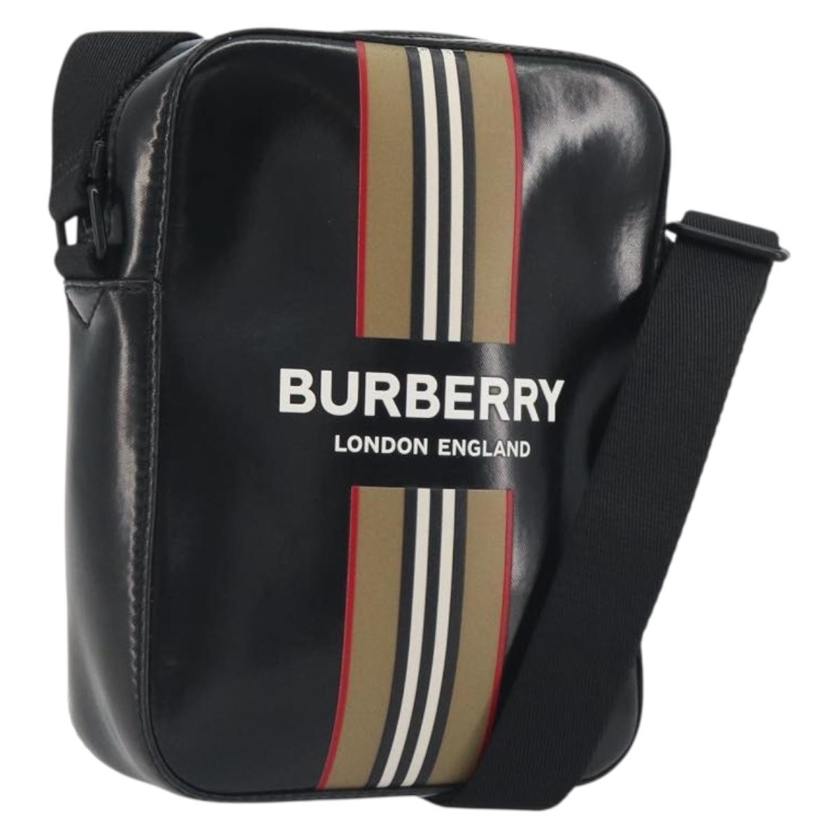 BURBERRY Thornton Messenger Shoulder Bag PVC Canvas Black Auth 198717A