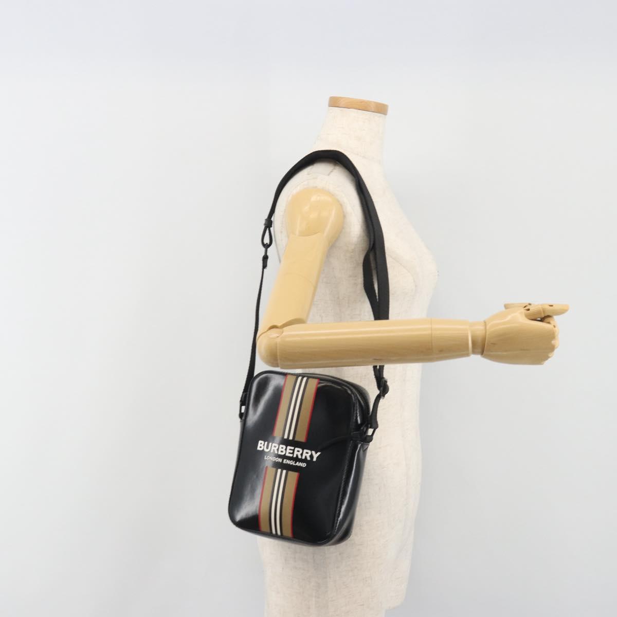 BURBERRY Thornton Messenger Shoulder Bag PVC Canvas Black Auth 198717A