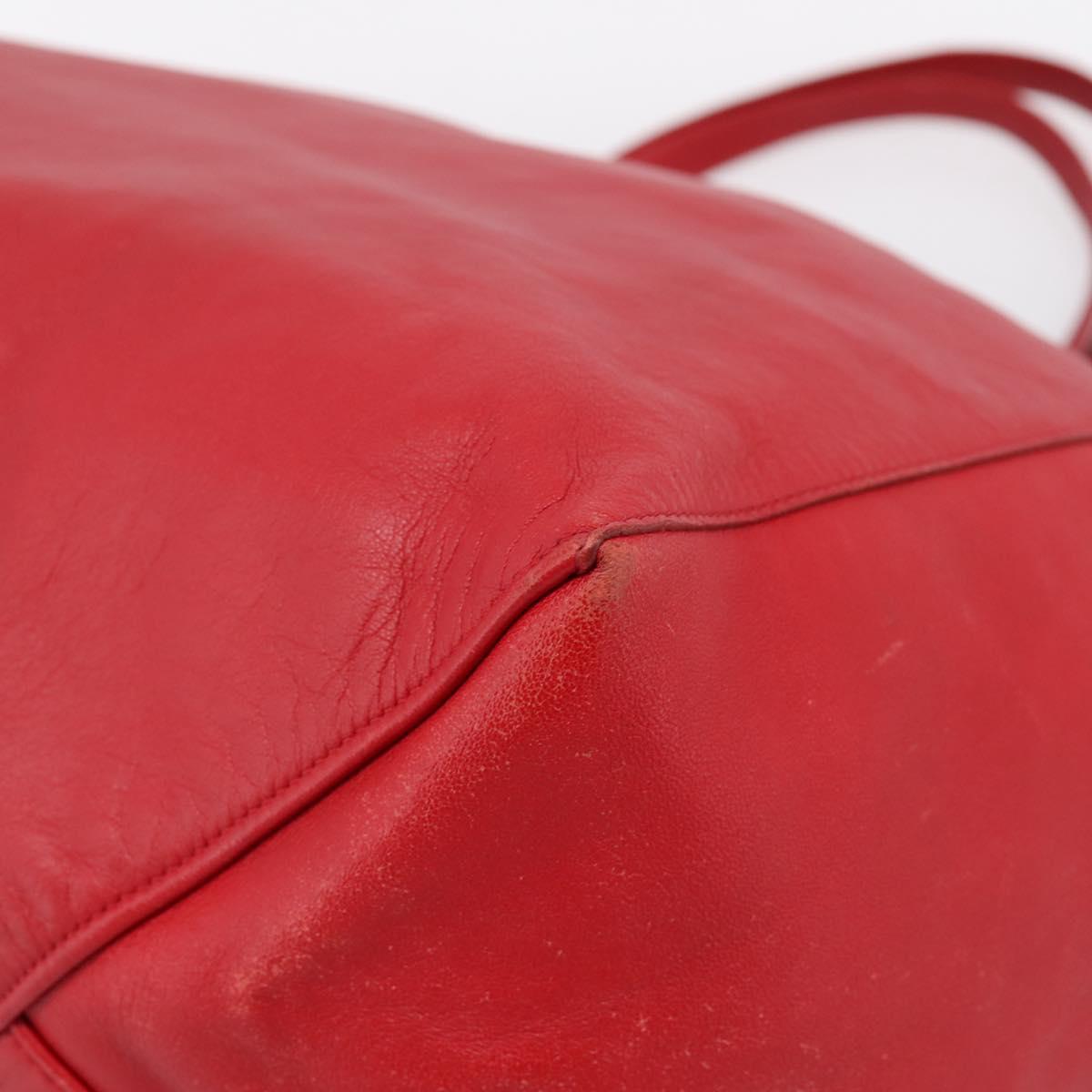 CELINE Horizontal Cabas Tote Bag Leather Red Gold Auth 198719