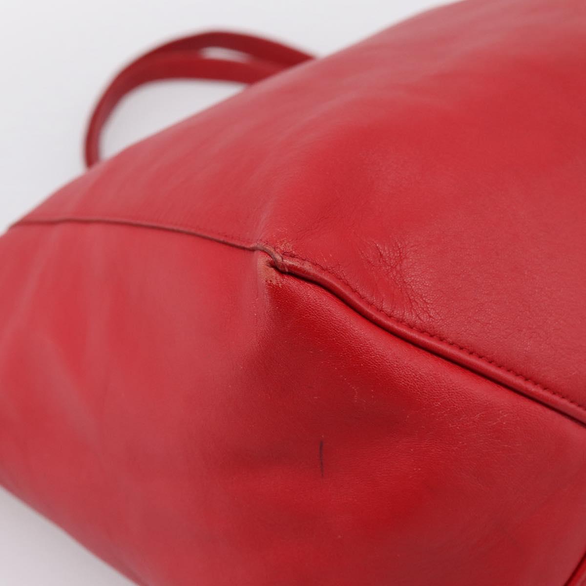 CELINE Horizontal Cabas Tote Bag Leather Red Gold Auth 198719