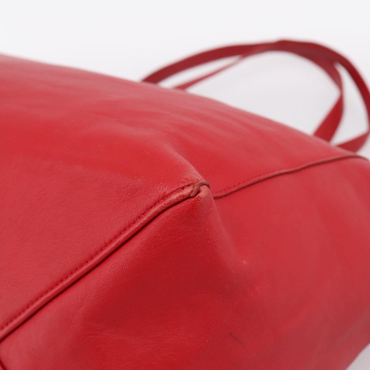 CELINE Horizontal Cabas Tote Bag Leather Red Gold Auth 198719