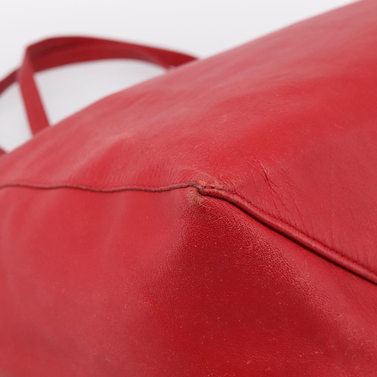 CELINE Horizontal Cabas Tote Bag Leather Red Gold Auth 198719