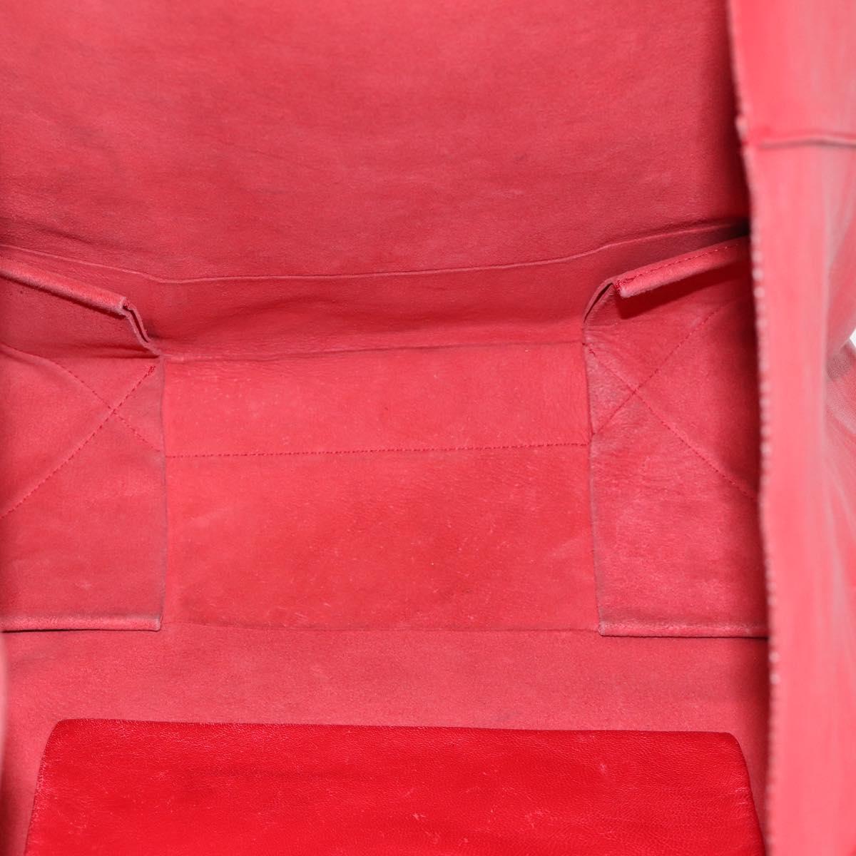 CELINE Horizontal Cabas Tote Bag Leather Red Gold Auth 198719