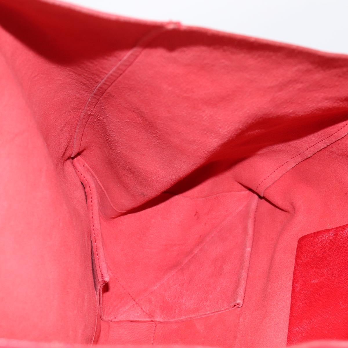 CELINE Horizontal Cabas Tote Bag Leather Red Gold Auth 198719