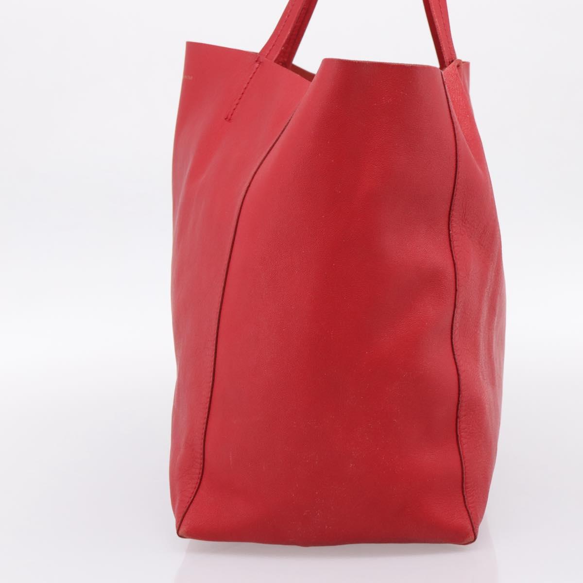 CELINE Horizontal Cabas Tote Bag Leather Red Gold Auth 198719