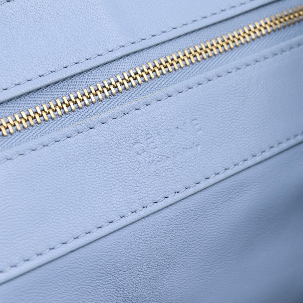 CELINE Horizontal Kabbalaj Hand Bag Leather Light Blue Gold Auth 198720A