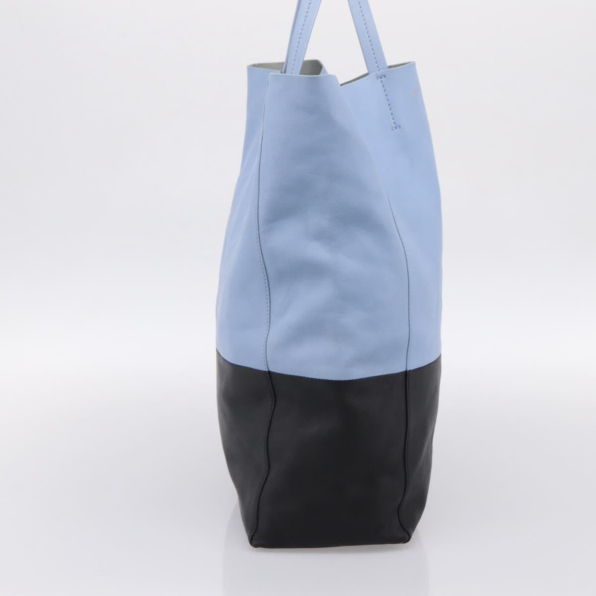 CELINE Horizontal Kabbalaj Hand Bag Leather Light Blue Gold Auth 198720A