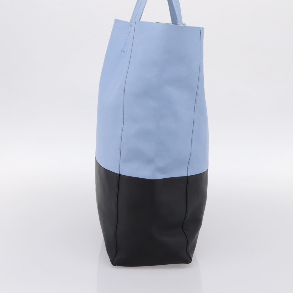 CELINE Horizontal Kabbalaj Hand Bag Leather Light Blue Gold Auth 198720A