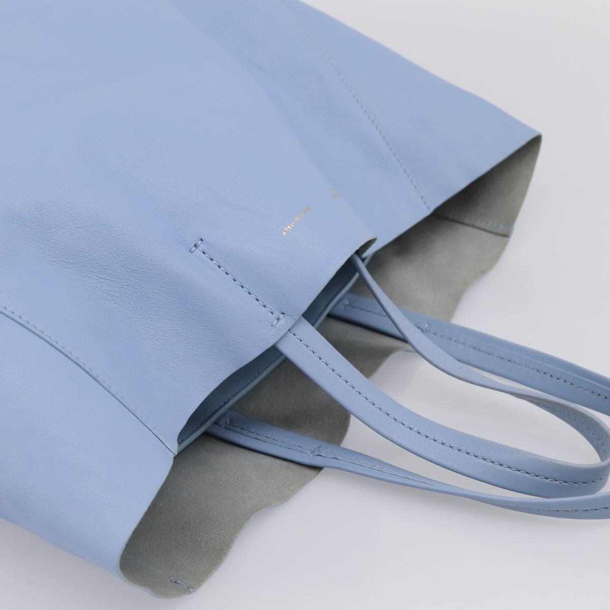 CELINE Horizontal Kabbalaj Hand Bag Leather Light Blue Gold Auth 198720A