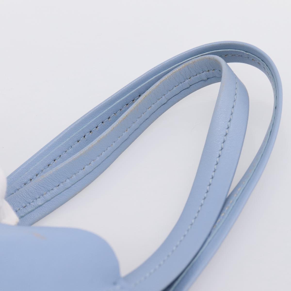 CELINE Horizontal Kabbalaj Hand Bag Leather Light Blue Gold Auth 198720A