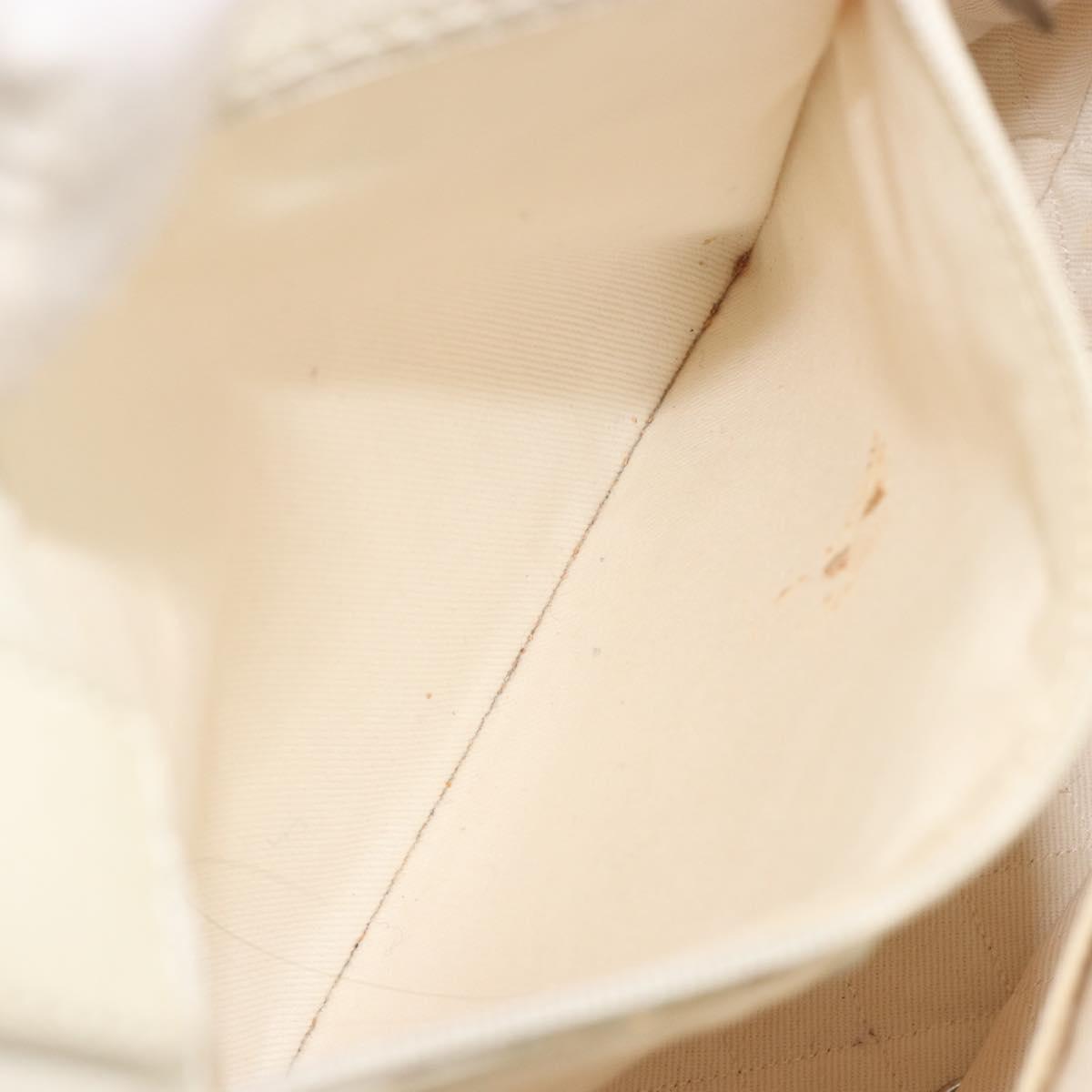 CHANEL Tote Bag Punching Leather White Silver CC Auth 198721A