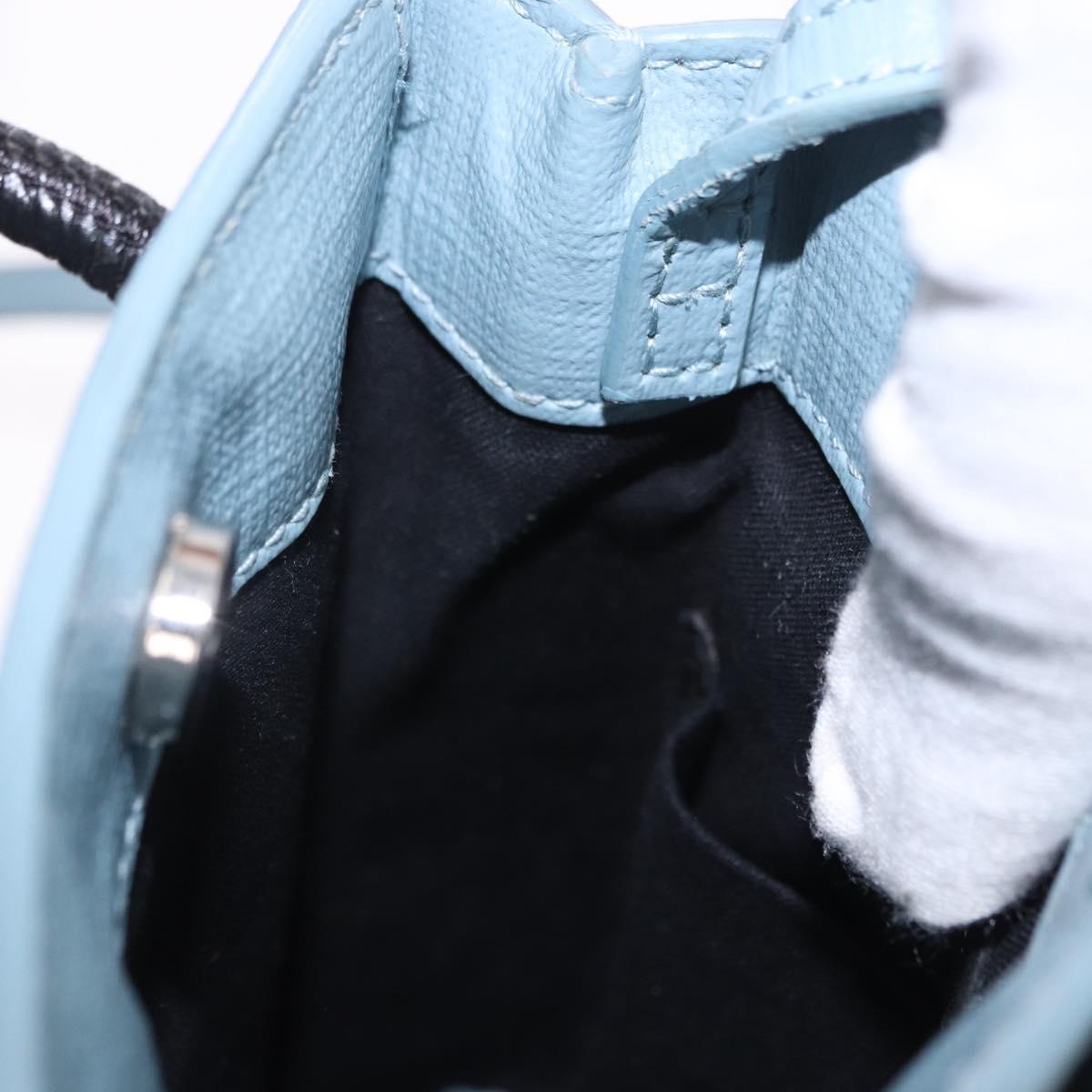 BALENCIAGA Shopping Phone Holder Bag Leather 2way Light Blue 593826 Auth 198722A