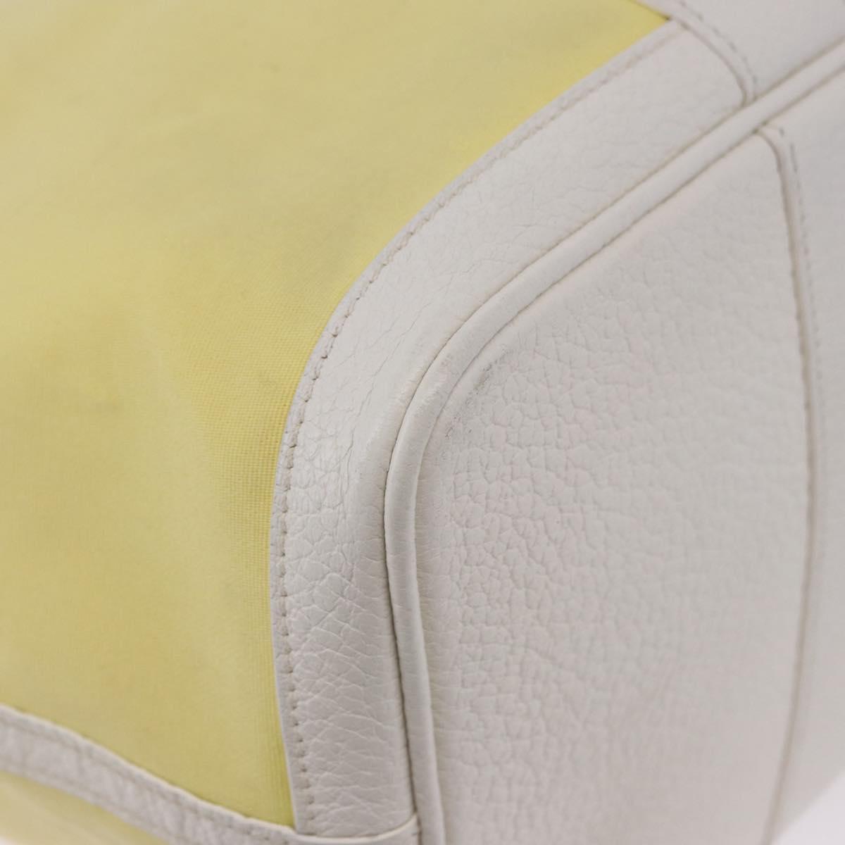 HERMES Garden Party PM Tote Bag Canvas Yellow Silver Auth 198723A