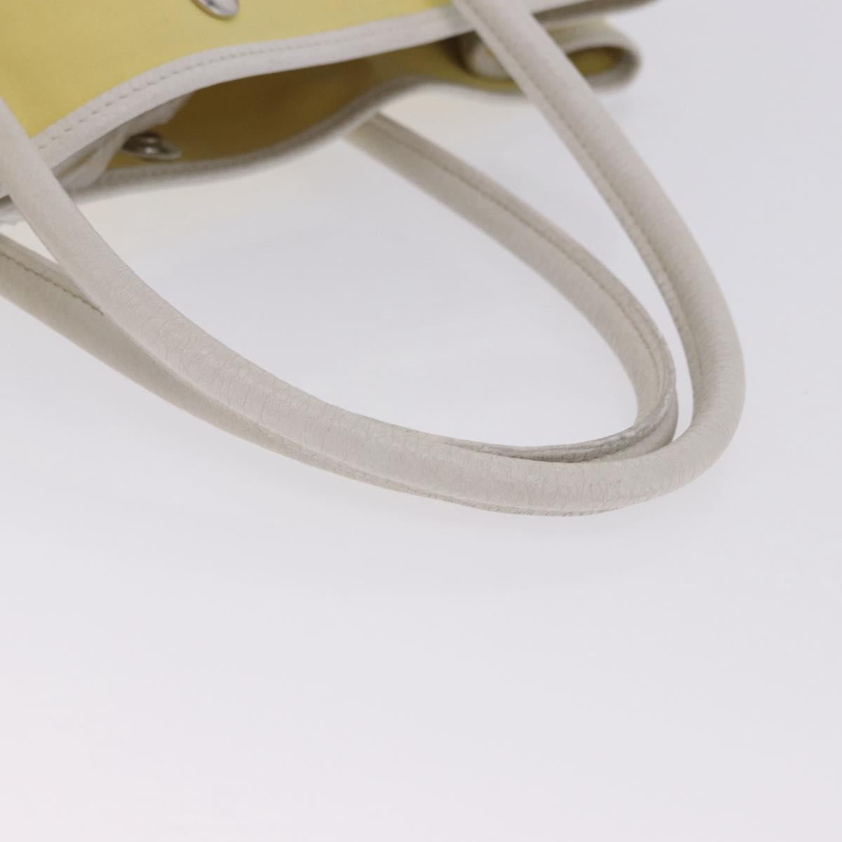 HERMES Garden Party PM Tote Bag Canvas Yellow Silver Auth 198723A