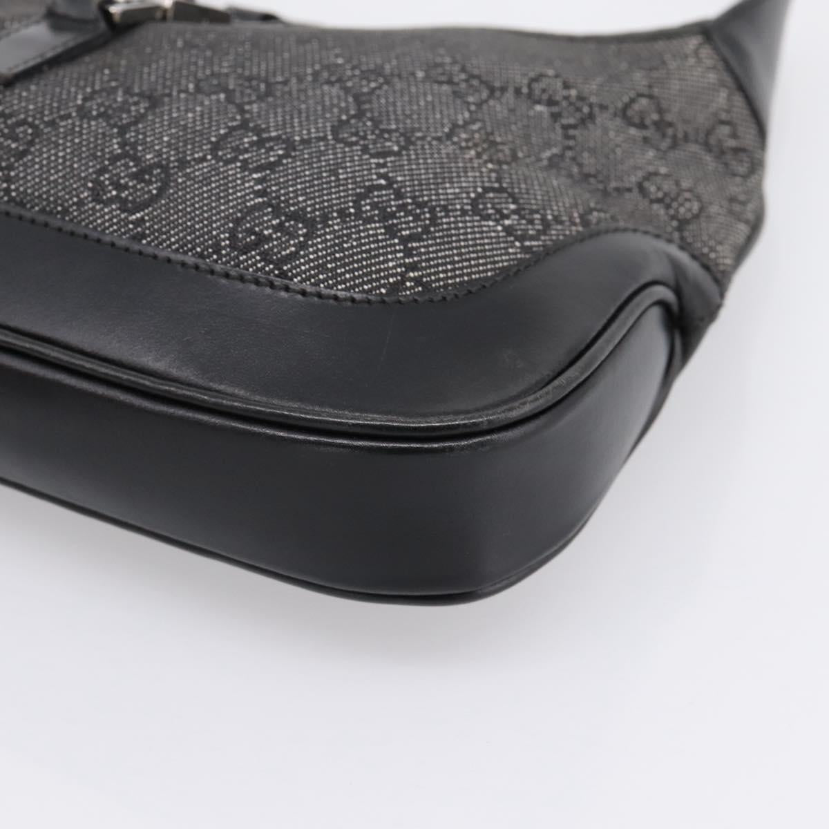 GUCCI GG Canvas Jackie Shoulder Bag Black Silver 01147 Auth 198724V