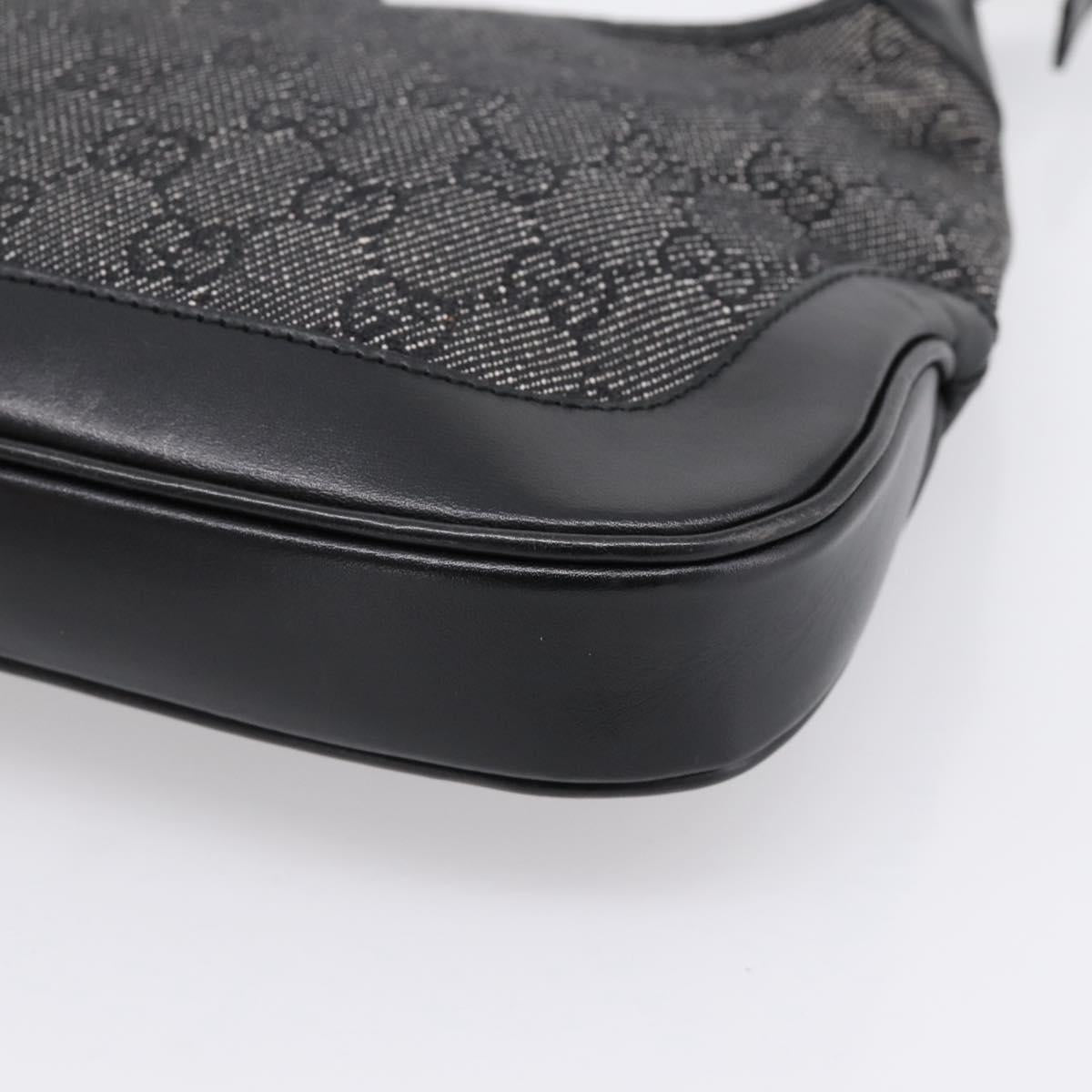 GUCCI GG Canvas Jackie Shoulder Bag Black Silver 01147 Auth 198724V
