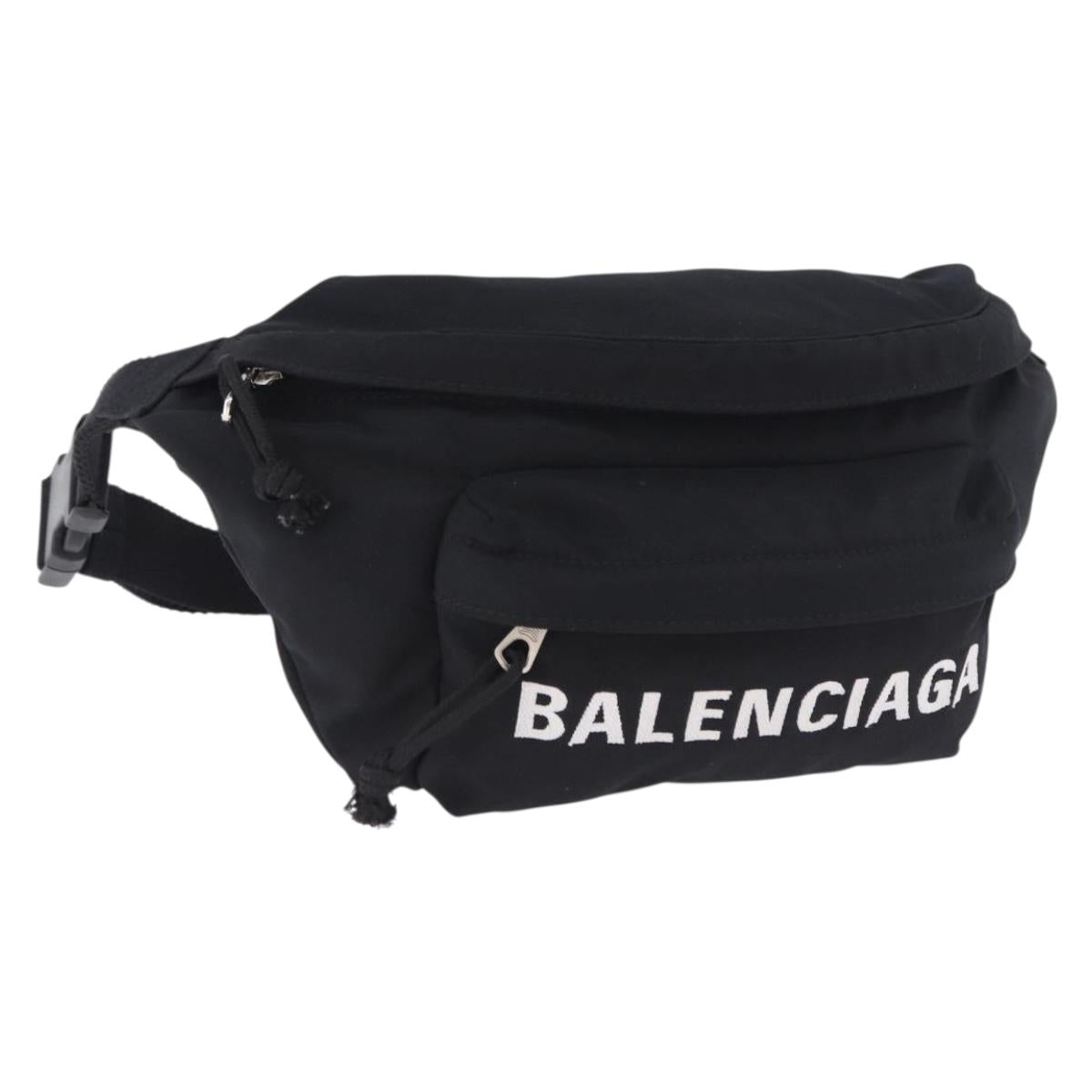 BALENCIAGA Waist Bag Nylon Black Silver 533009 Auth 198730A