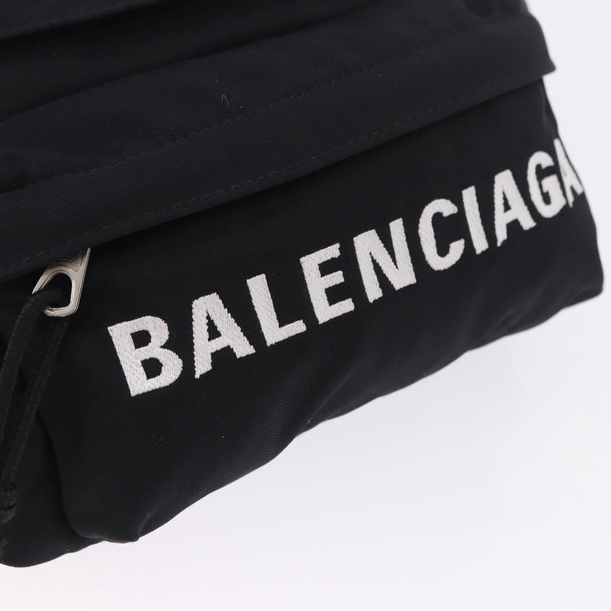 BALENCIAGA Waist Bag Nylon Black Silver 533009 Auth 198730A