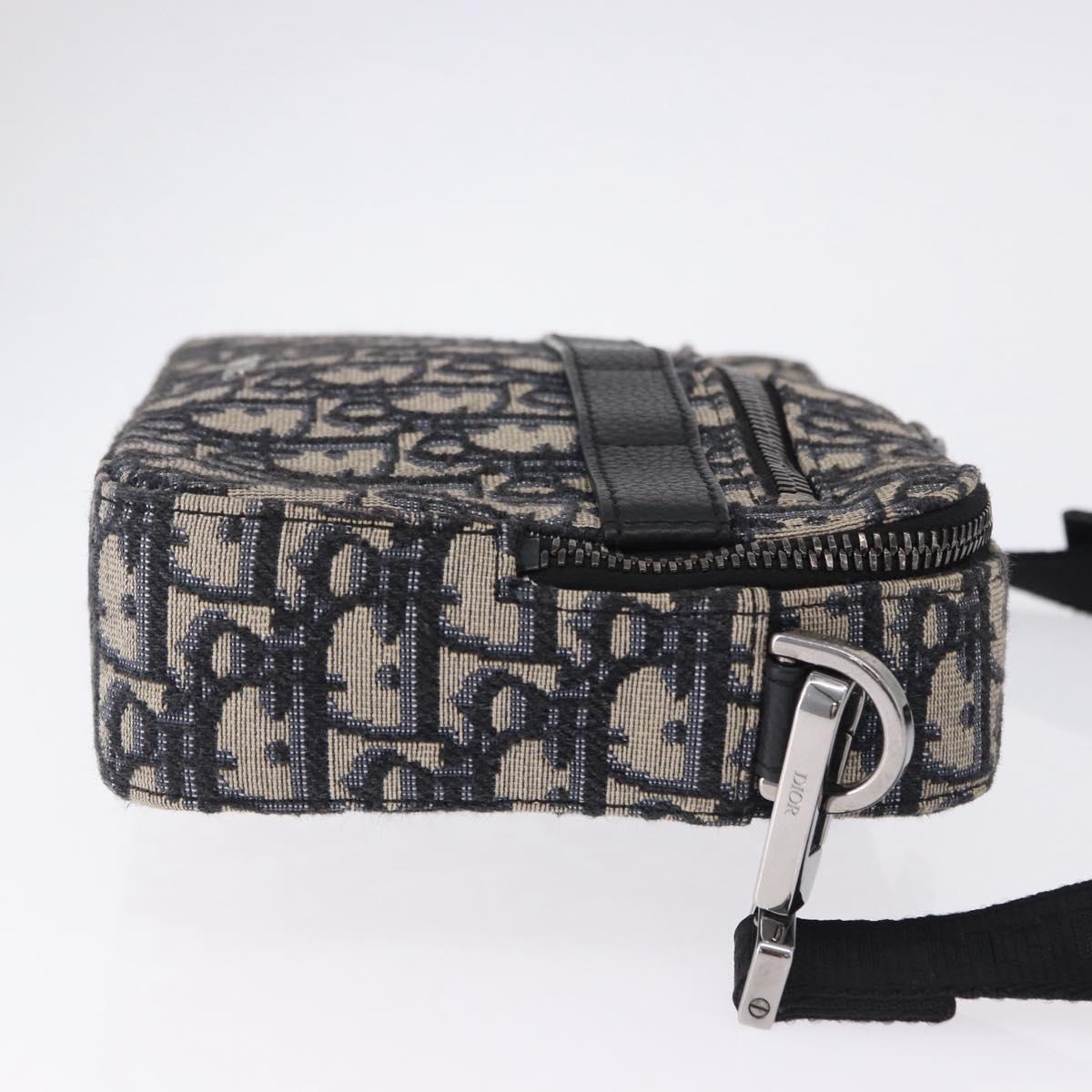 Christian Dior Trotter Canvas Shoulder Bag Navy Silver Auth 198731V
