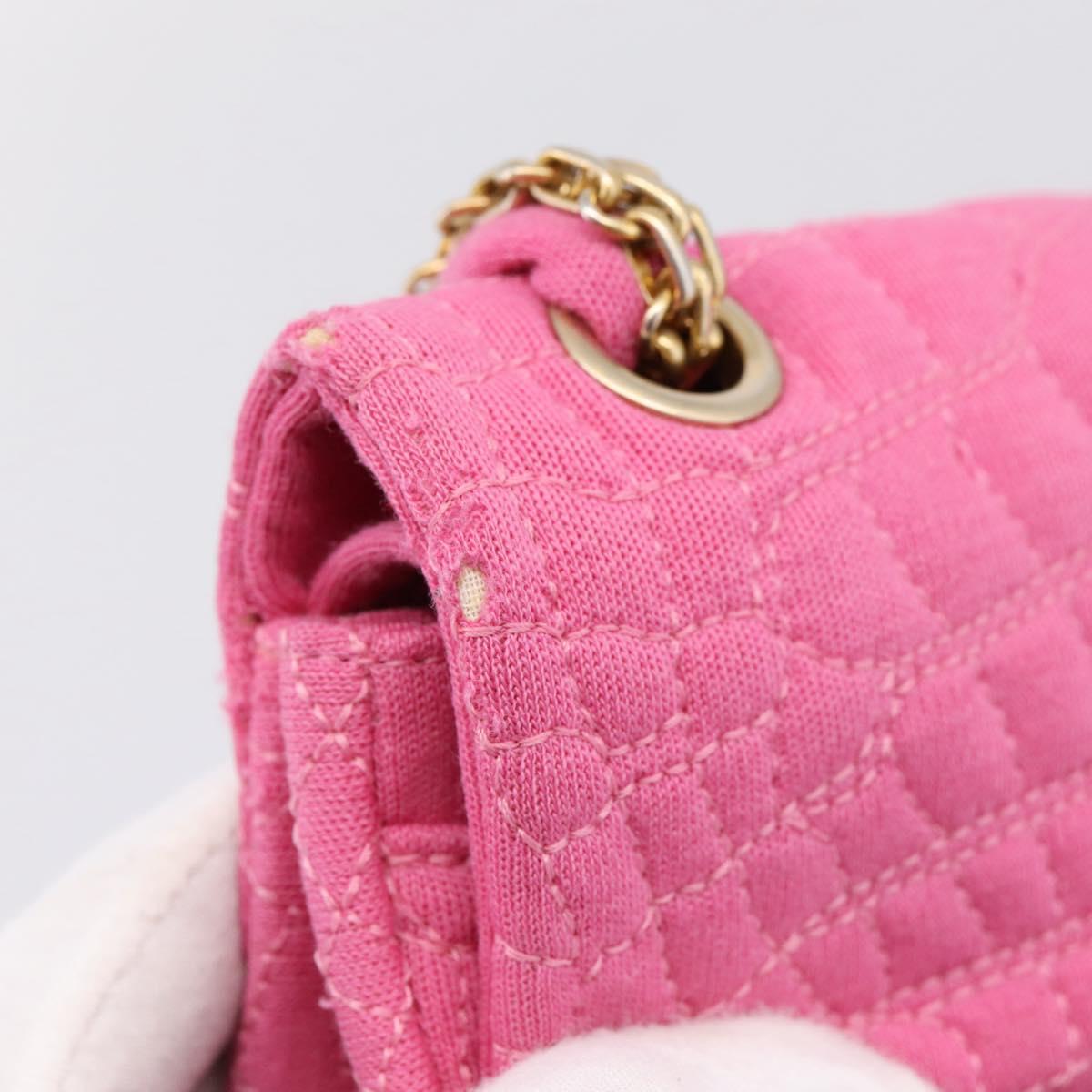 CHANEL 2.55 Chain Shoulder Bag Cotton Jersey Pink Gold CC Auth 198733M