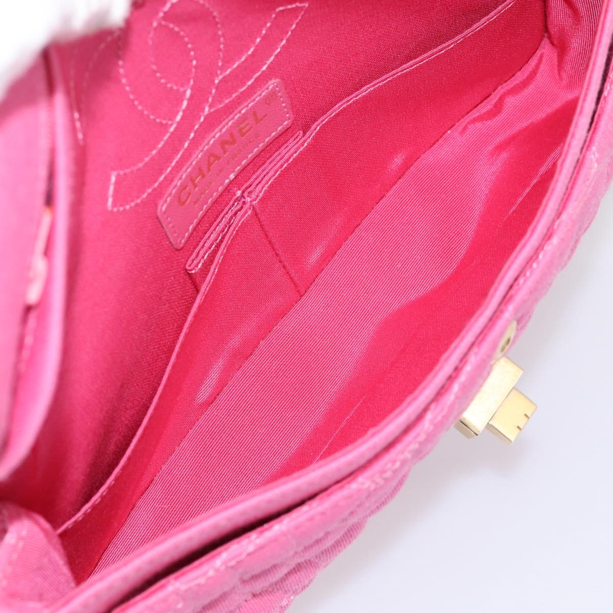 CHANEL 2.55 Chain Shoulder Bag Cotton Jersey Pink Gold CC Auth 198733M