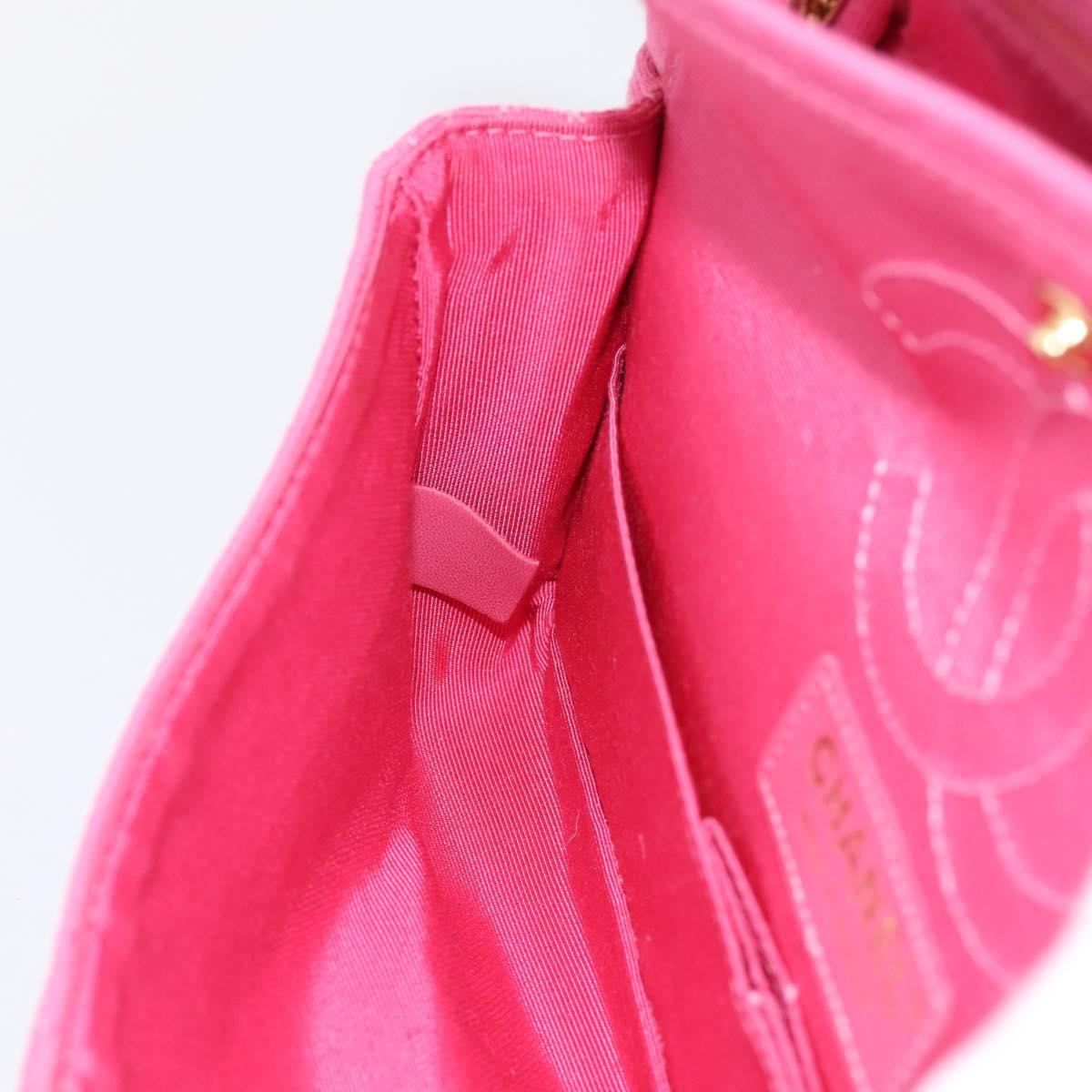 CHANEL 2.55 Chain Shoulder Bag Cotton Jersey Pink Gold CC Auth 198733M