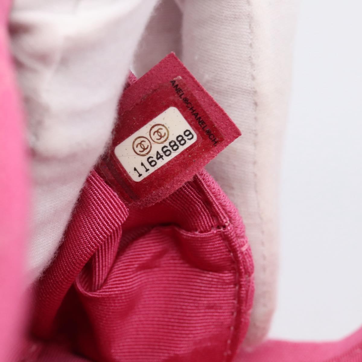CHANEL 2.55 Chain Shoulder Bag Cotton Jersey Pink Gold CC Auth 198733M