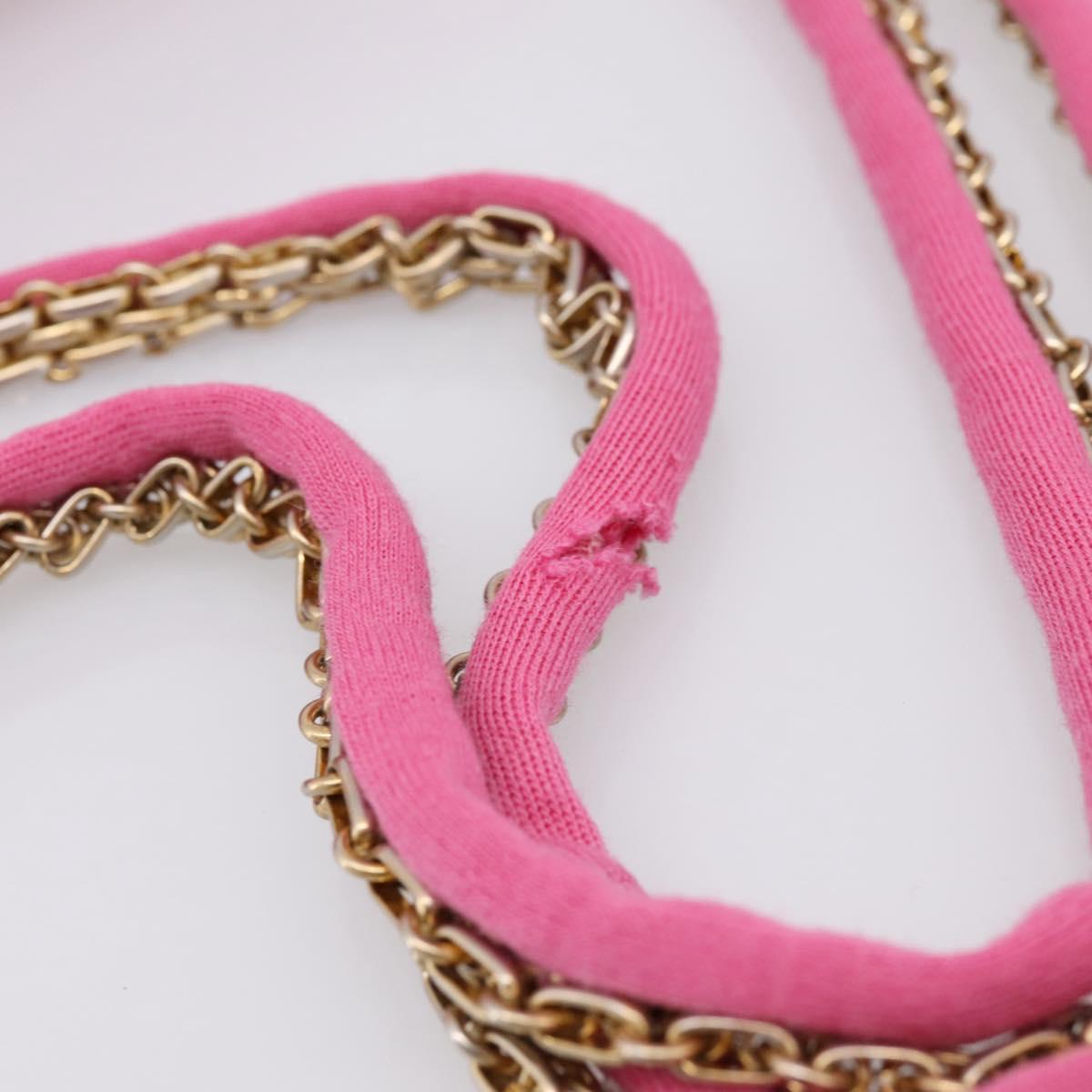 CHANEL 2.55 Chain Shoulder Bag Cotton Jersey Pink Gold CC Auth 198733M