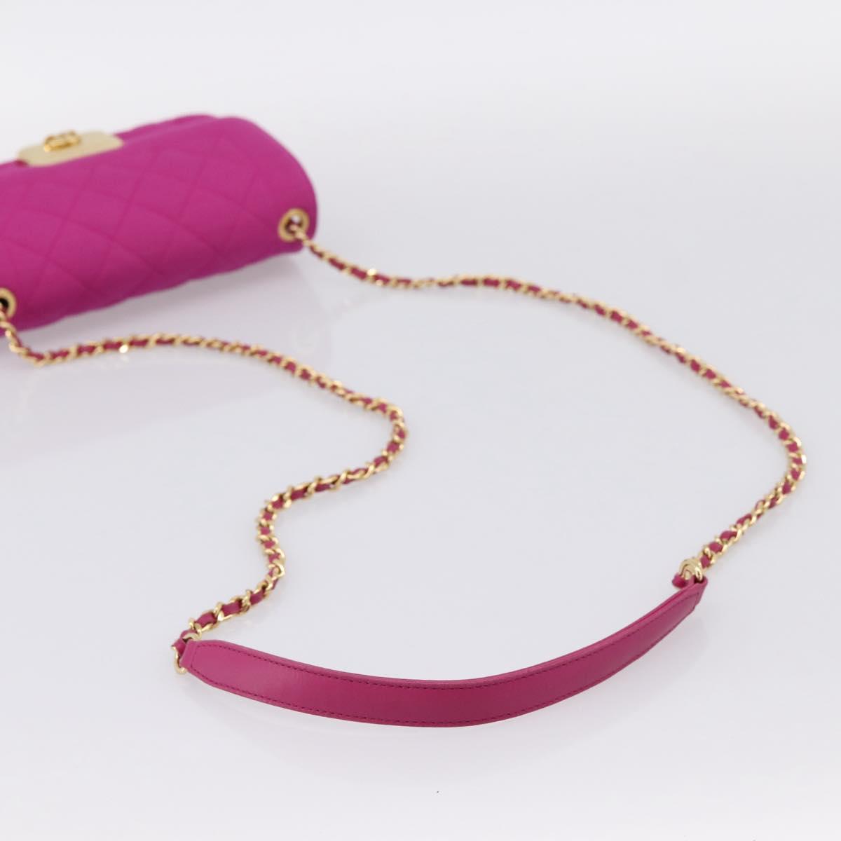 CHANEL Matelasse Chain Shoulder Bag Cotton jersey Pink Gold CC Auth 198735M