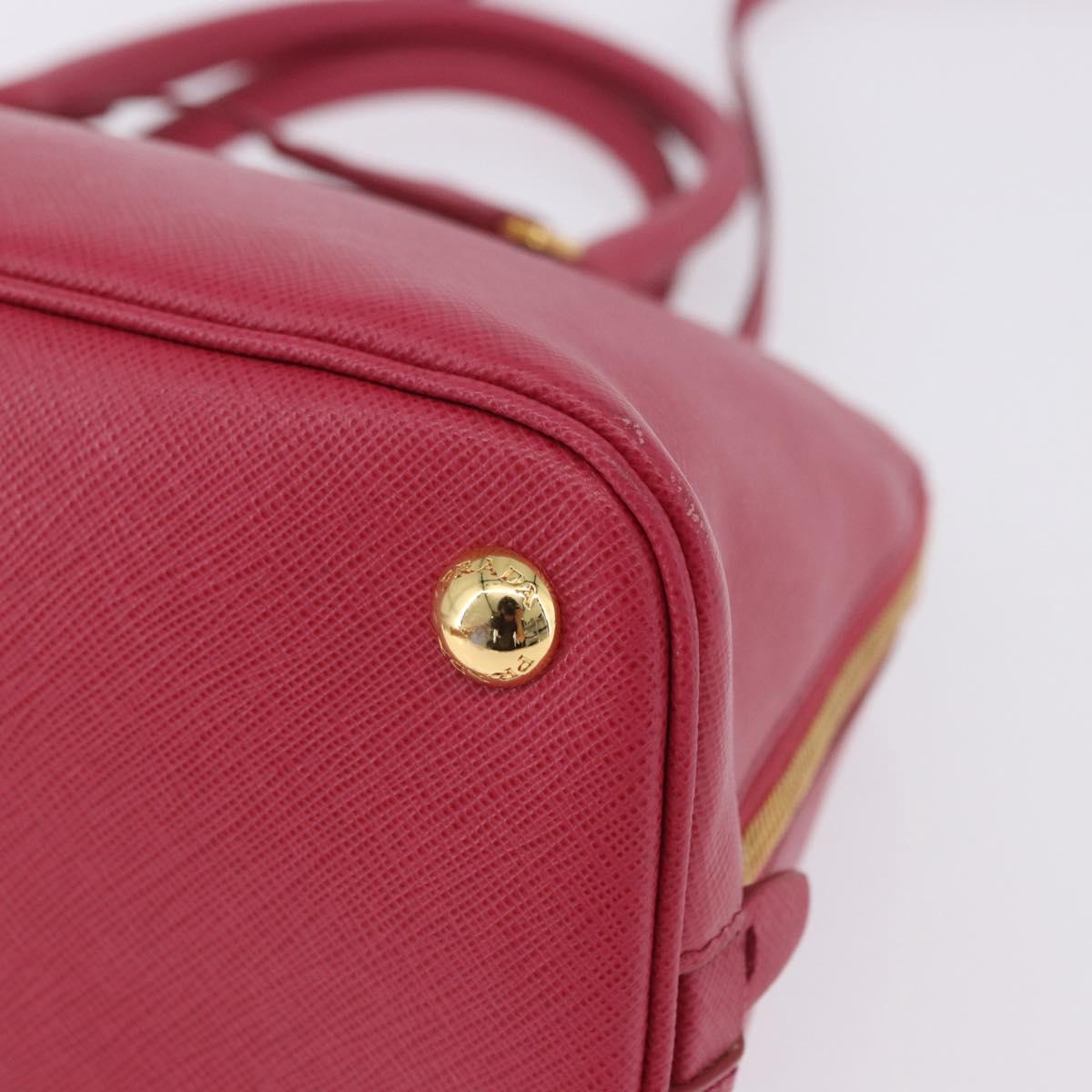 PRADA Galleria Hand Bag Saffiano 2way Pink Gold Auth 198736V