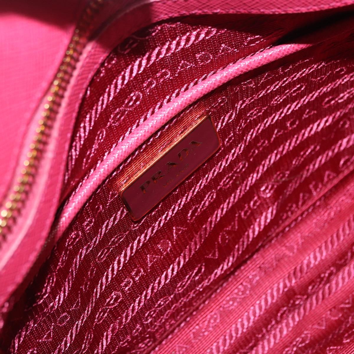 PRADA Galleria Hand Bag Saffiano 2way Pink Gold Auth 198736V