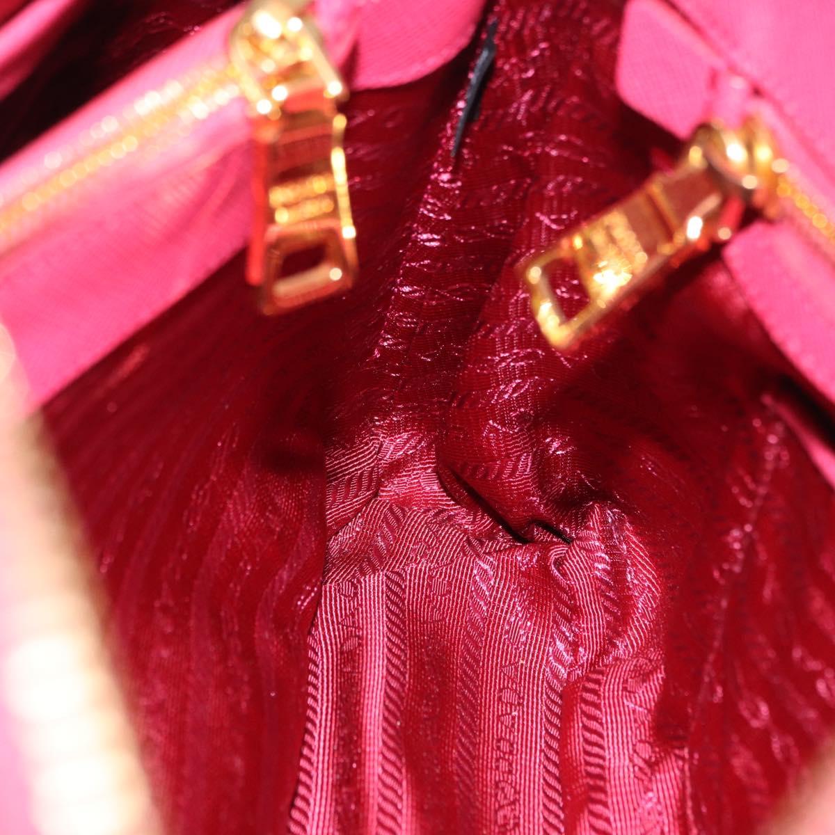 PRADA Galleria Hand Bag Saffiano 2way Pink Gold Auth 198736V