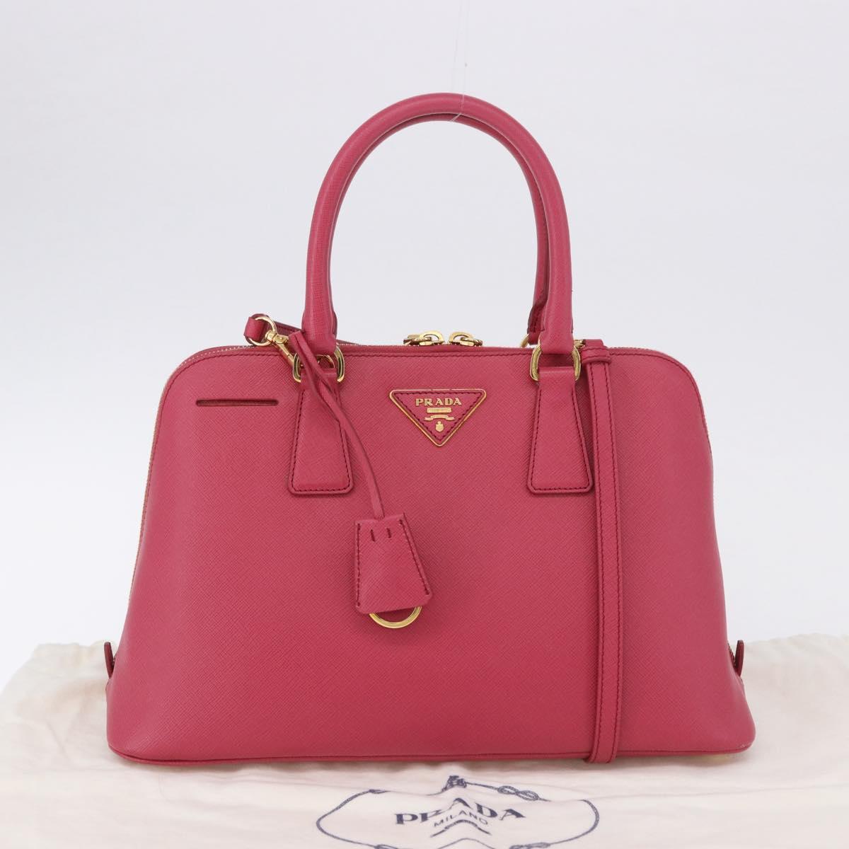 PRADA Galleria Hand Bag Saffiano 2way Pink Gold Auth 198736V