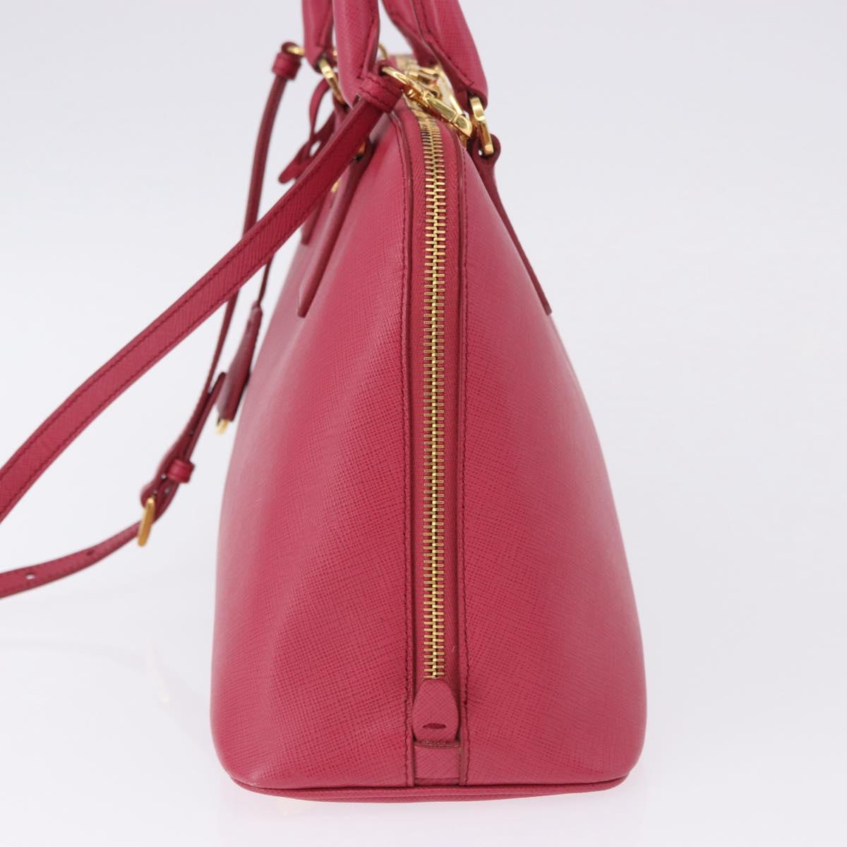 PRADA Galleria Hand Bag Saffiano 2way Pink Gold Auth 198736V