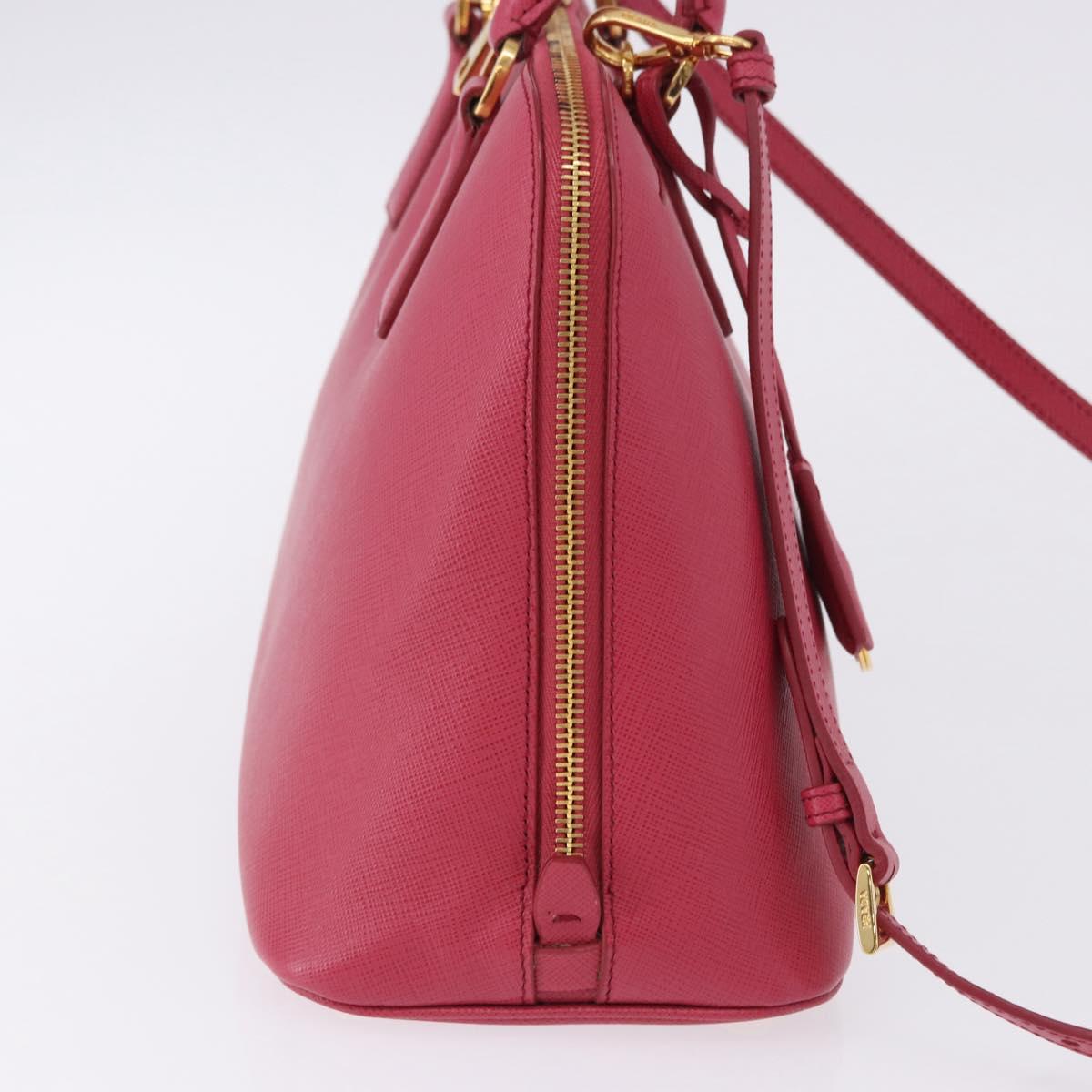 PRADA Galleria Hand Bag Saffiano 2way Pink Gold Auth 198736V