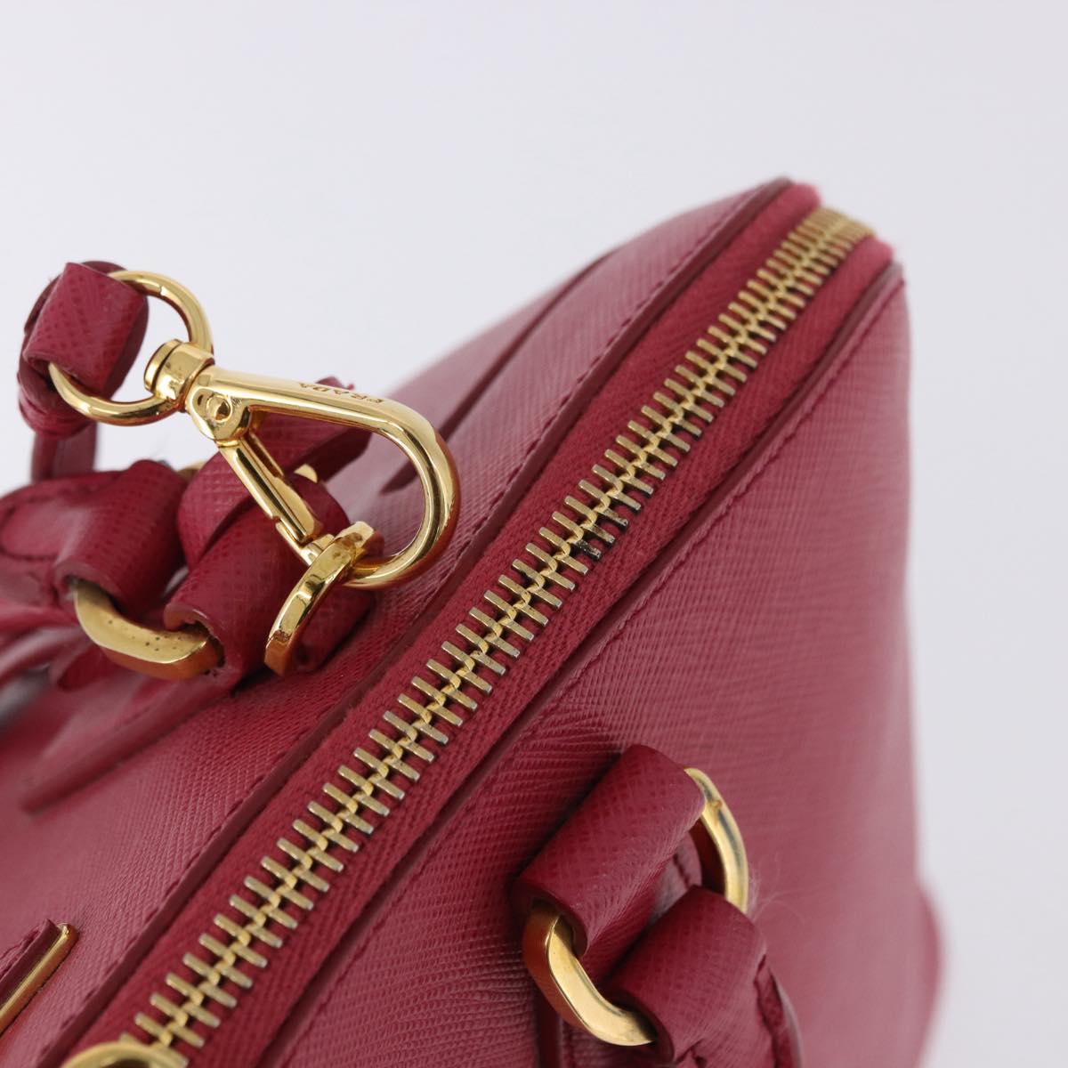 PRADA Galleria Hand Bag Saffiano 2way Pink Gold Auth 198736V