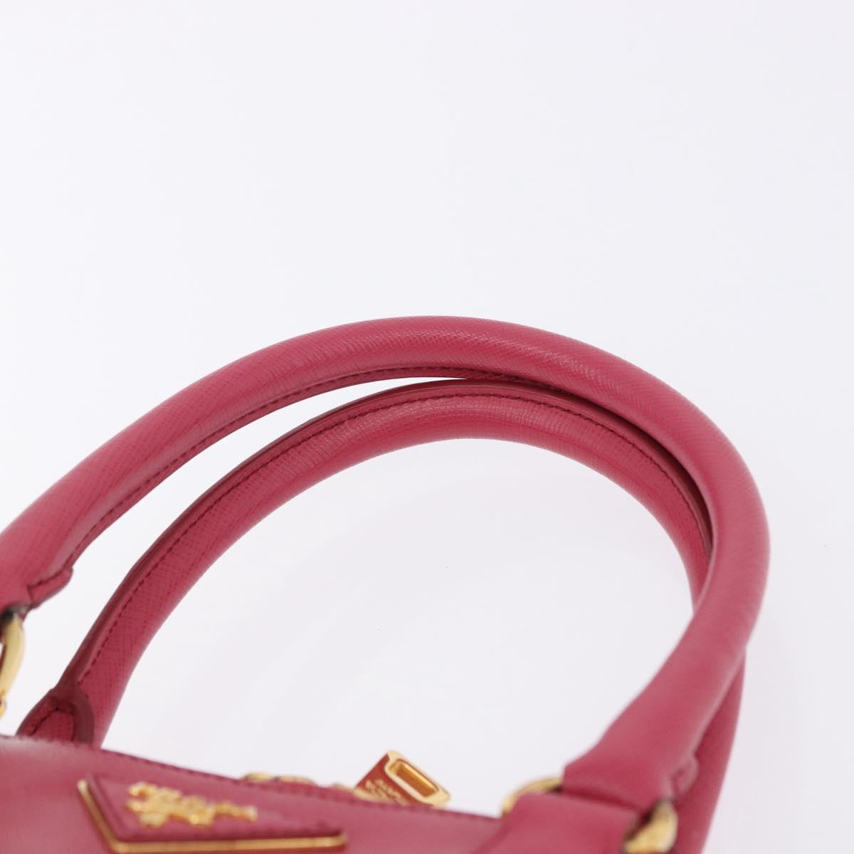 PRADA Galleria Hand Bag Saffiano 2way Pink Gold Auth 198736V