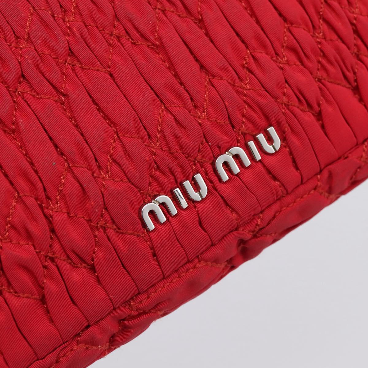 Miu Miu Matelasse Chain Shoulder Bag Nylon Red Silver Auth 198738A