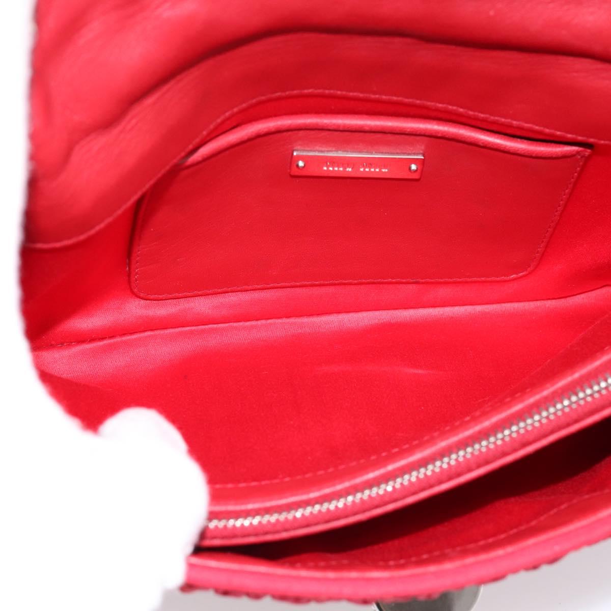 Miu Miu Matelasse Chain Shoulder Bag Nylon Red Silver Auth 198738A