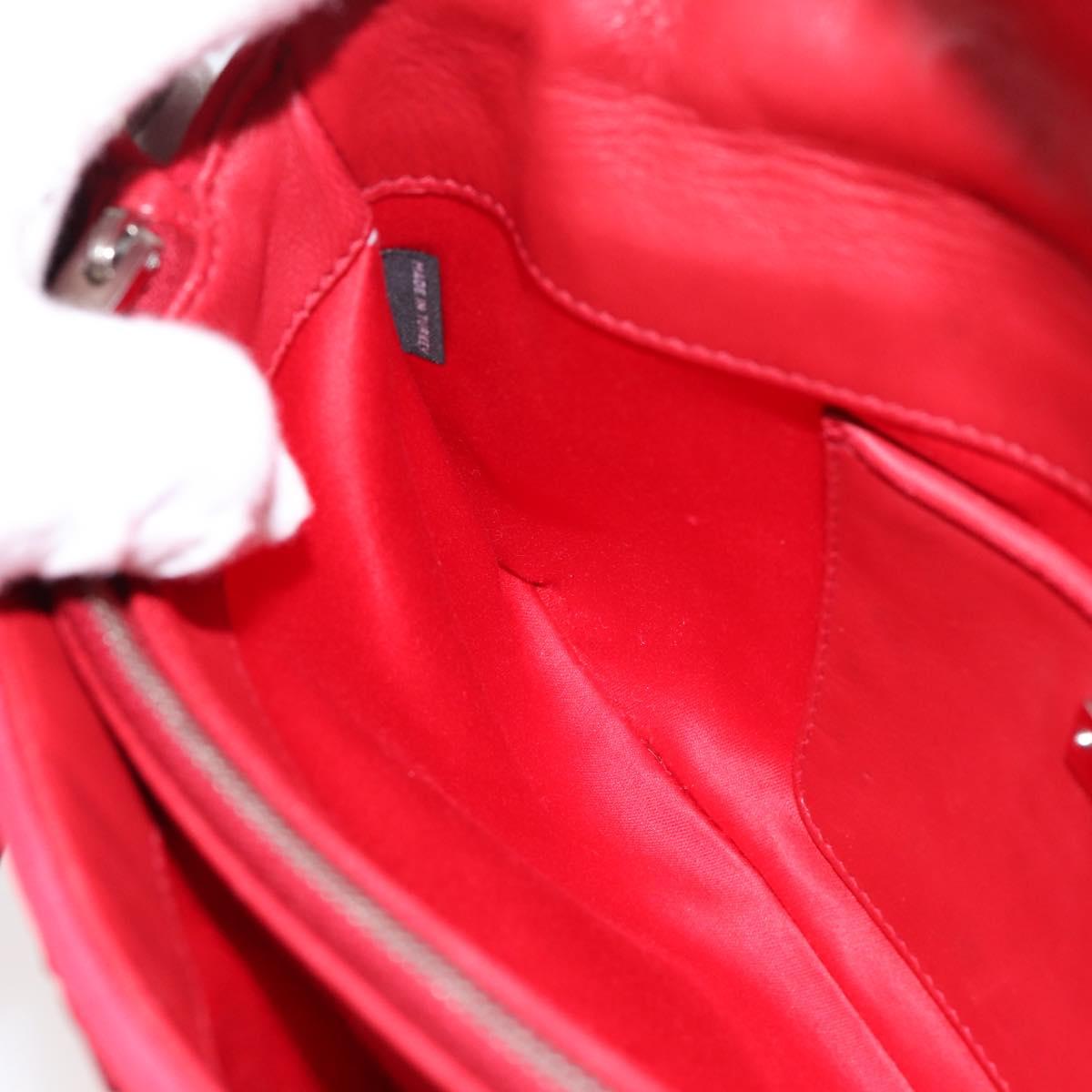 Miu Miu Matelasse Chain Shoulder Bag Nylon Red Silver Auth 198738A